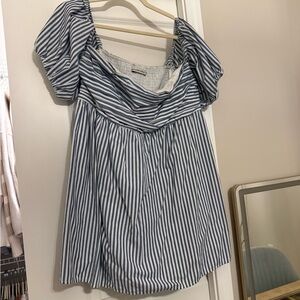 Abercrombie & Fitch Navy and White Striped Blouse